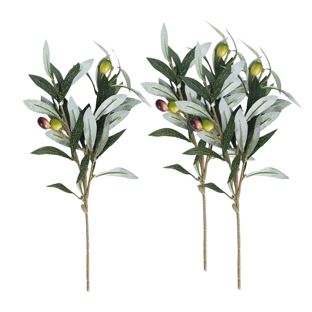 Plantas artificiales de oliva sintética, tallos decorativos, planta falsa pequeña, planta Artificial decorativa para el hogar y la Oficina, decoración para fiesta de boda