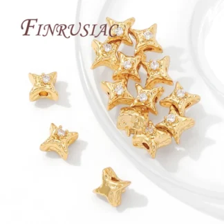 Cuentas espaciadoras de estrellas de 9,5mm x 6mm, accesorios de joyería chapados en oro de 18 quilates, separadores de cuentas, pulseras y collares