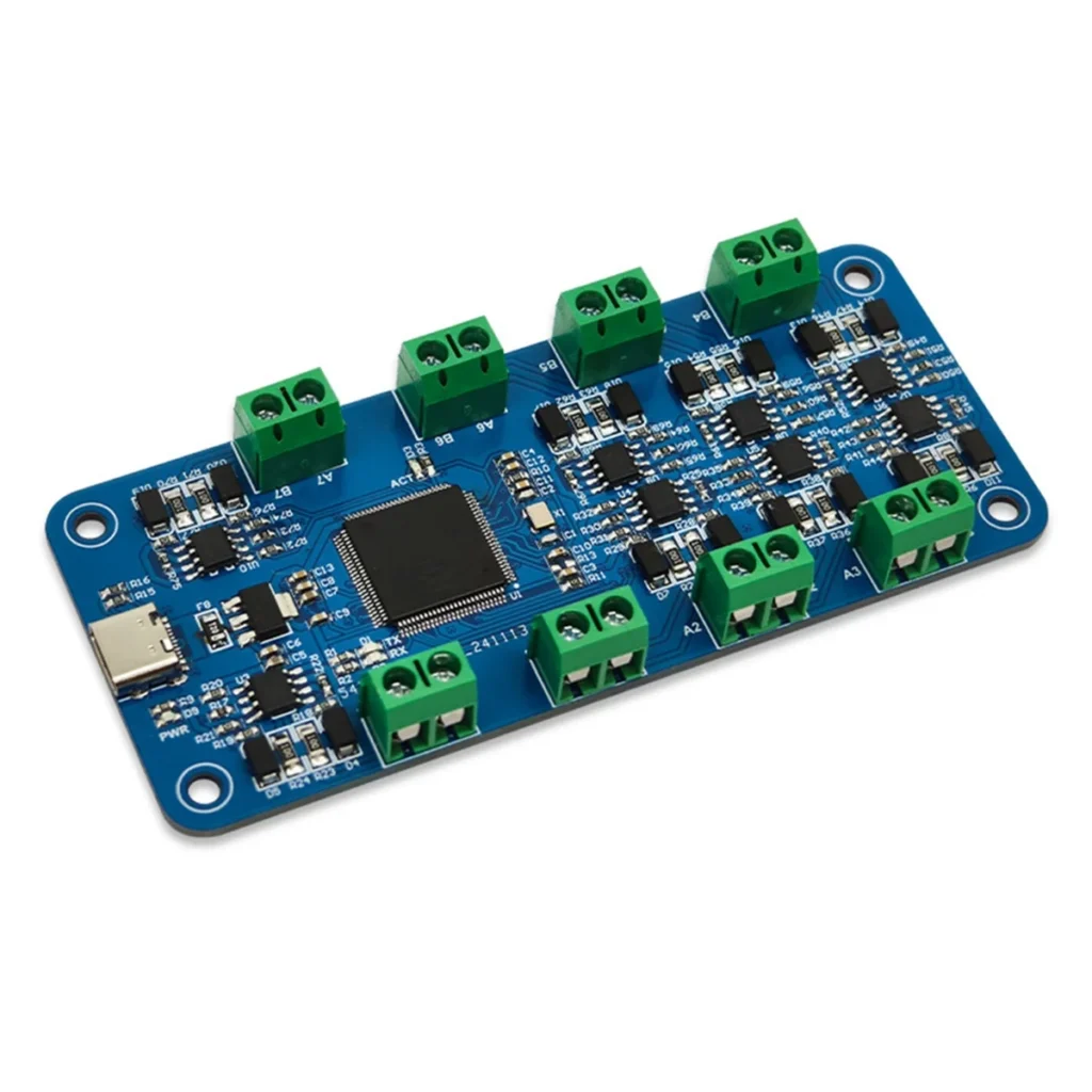 Módulo de comunicación ATTU USB a RS485 de 8 vías CH348L Transmisión de señal semidúplex con luz indicadora para impresora de escáner