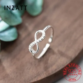 INZATT INS Plata de Ley 925 auténtica anillo ajustable con símbolo del infinito de circón para mujer joyería fina clásica bisutería minimalista