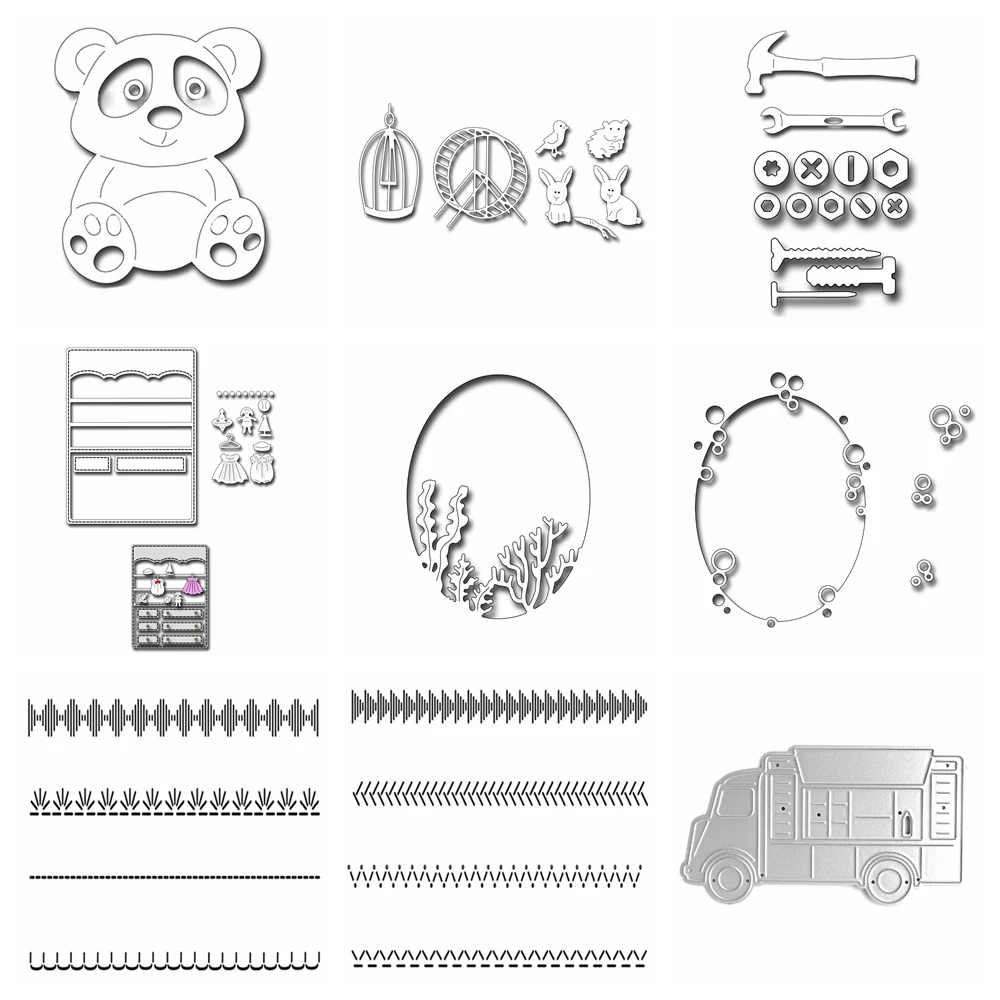 Troqueles de corte de camión de comida, Panel de tarjeta de armario de bebé, troqueles de Metal, molde de cuchillo para bricolaje, álbum de recortes, fabricación de tarjetas, decoración
