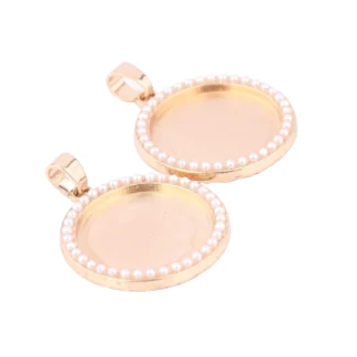 Ajustes de Base de cabujón de perlas de oro Kc, bandejas colgantes de bisel de 20mm de diámetro para collar, suministros de joyería, 5 uds.