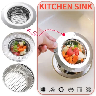 Filtro de fregadero de cocina y baño, fregadero de acero inoxidable, recolector de alimentos para la mayoría de los fregaderos, filtro de cesta para fregadero de cocina, limpieza de baño