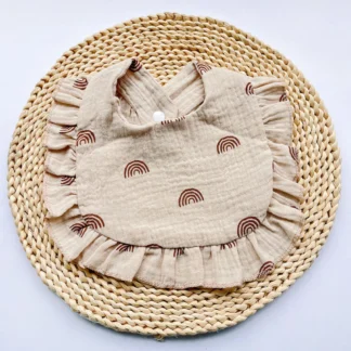 Baberos para bebé de 0 a 2 años, bufanda para Saliva, bufanda con volantes, dibujos animados de arcoíris, muselina de algodón de 4 capas, paño absorbente para recién nacido, niño y niña