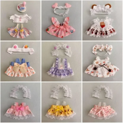 Vestido bonito de algodón para niñas, conjunto de calcetines de traje informal, falda de princesa, juguetes de peluche, regalo de cumpleaños, 20cm