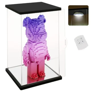 Vitrina acrílica transparente con luz de Control remoto para Bearbrick, caja organizadora de escaparate modelo a prueba de polvo, vitrina para