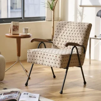 Sillón de tela, silla decorativa moderna con respaldo alto, sillas de salón con patas de metal y acolchado suave, sillas de sofá para el hogar
