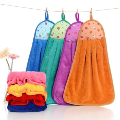 Toallas de mano creativas, forro polar coral súper absorbente, toallas de mano gruesas, toallitas de cocina, toallitas de cocina