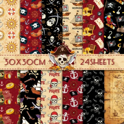 24 Uds. Tema de pirata europeo DIY álbum de recortes papel artesanal arte fondo papel Origami fabricación de tarjetas decoración de álbum de fotos