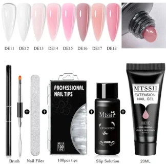 MTSSII-Kit de Gel de extensión de uñas, 20ml, rosa, desnudo, blanco lechoso, Gel duro de construcción rápida, juego de esmalte de uñas de Gel de cristal acrílico
