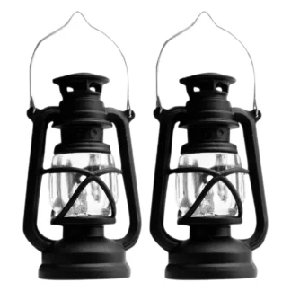 Mini lámpara de queroseno Retro para casa de muñecas, farol de Material plástico, iluminación LED, decoración artesanal, microadorno de paisaje, escena en miniatura, 2 uds.