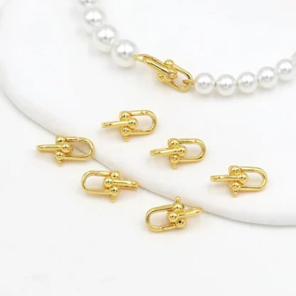 Conectores de hebilla en forma de U de latón para collar, fabricación de pulseras, cierres de resorte hechos a mano, accesorios de joyería DIY, 1 ud.