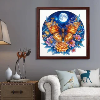 Rompecabezas de madera de mariposa y luna encantada para adultos – Piezas de formas únicas artesanales, madera natural de primera calidad – Whimsi