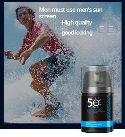 Exclusivo protector solar exterior para hombres SPF50+ para proteger contra rayos UV, refrescante e hidratante, adecuado para todo el cuerpo.