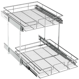 Organizador de gabinete extraíble (161⁄2""W X 211⁄2""D), cesta de cajón de estante de almacenamiento extraíble de 2 niveles, estantes deslizantes para gabinete Base