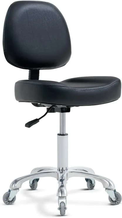 Silla rodante de tocador, taburete de tienda de esteticista con ruedas, silla de oficina ergonómica de pestañas, silla de escritorio para dormitorio de maquillaje
