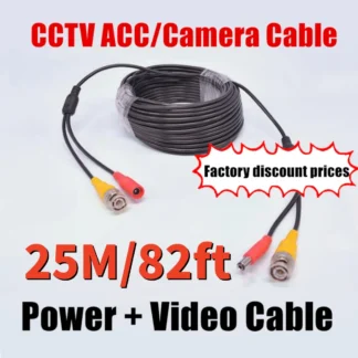Cable de cámara CCTV Compatible con AHD TVI CVI de 25M con conector BNC + DC 2 en 1, línea de vídeo de alimentación Coaxial para sistema de vigilancia DVR