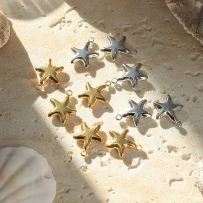 5 uds. De dijes colgantes de acero inoxidable hechos a mano, collar de estrella, pendientes, pulsera, conectores colgantes, accesorios para hacer joyería Diy