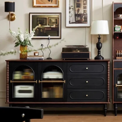Aparador Retro de madera maciza para entradas, mueble para café, cocina, Buffet, exhibición, comedor, almacenamiento, muebles ligeros de lujo para el hogar