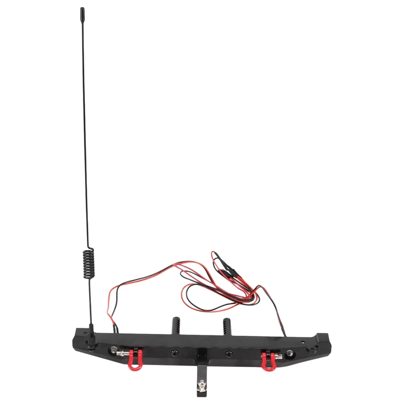 Parachoques trasero de Metal L67A con gancho trasero de antena de luz LED para coche trepador de control remoto 1:10 TRAXXAS TRX4 Axial SCX10 90046