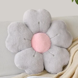 Almohada en forma de flor, lindos cojines decorativos con piel de conejo suave para suelo de sofá, cama, silla, asientos de almohada navideña