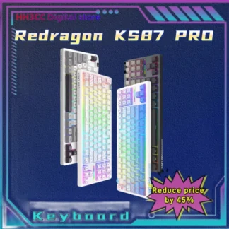 Redragon Ks87pro-teclados mecánicos de tres modos para videojuegos, teclas Pbt, estructura de junta, enchufe caliente de baja latencia, teclado para juegos de ordenador portátil