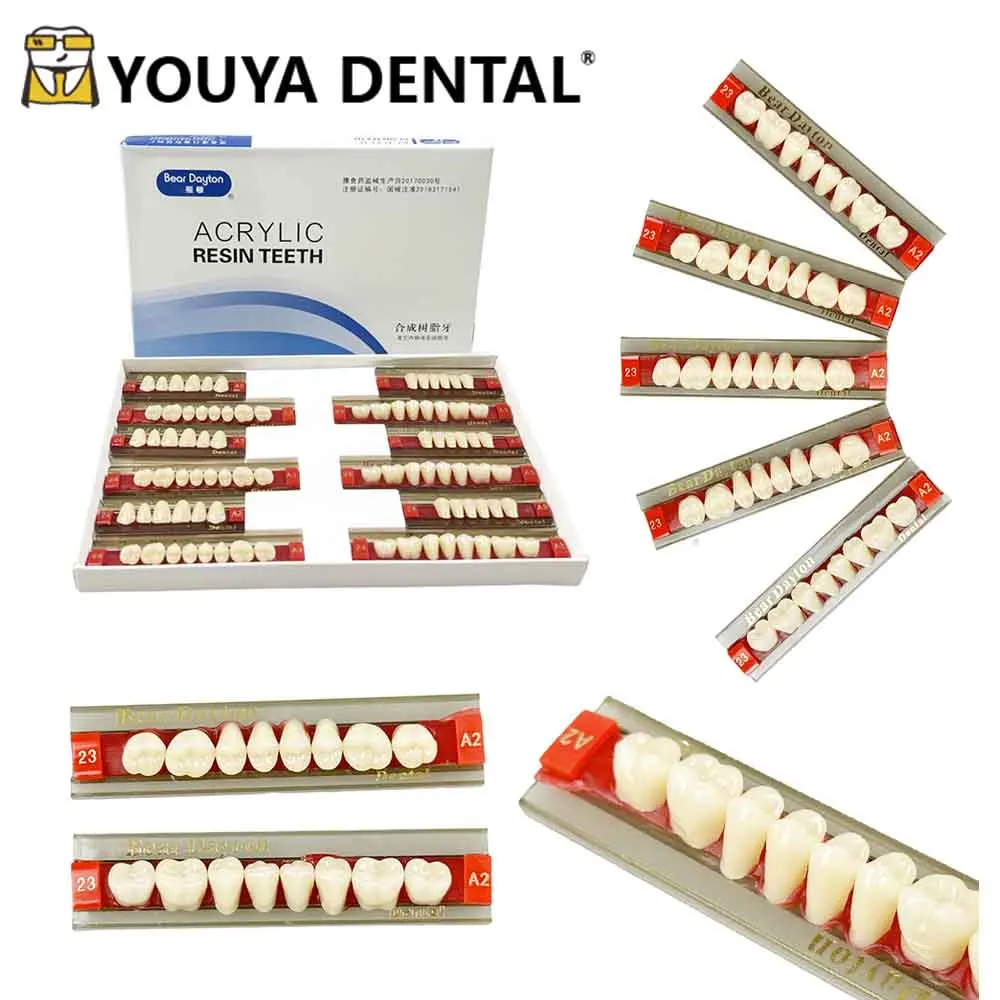 A2 A3 Dental resina sintética dientes Anterior Posterior polímero dentadura acrílico diente odontología conjunto completo materiales para dentadura