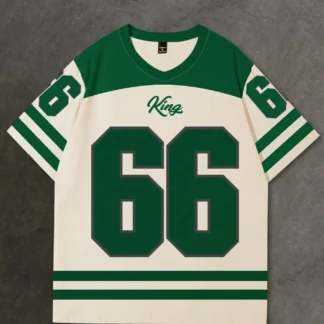 Camiseta de manga corta con estampado número 66 para hombre, ropa deportiva con cuello en V, camiseta de fútbol de carreras de Brooklyn, camisetas informales Vintage, ropa para hombre
