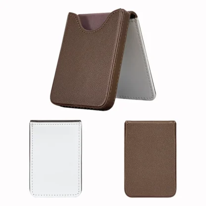 Soporte para tarjetas con nombre en blanco, de cuero PU, ligero, con sublimación de tinte térmico, organizador de tarjetas, diseño elegante