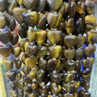 Cuentas de piedra Natural en forma de corazón, piedra de ojo de tigre amarillo, Ágata suelta para pulseras, collar, fabricación de joyas, 15mm