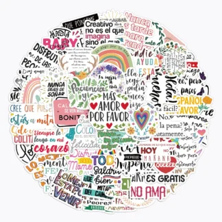 55 Uds. Manuales españoles creativos e inspiradores, fundas para teléfono DIY, tazas de agua para cuaderno, pegatinas impermeables para refrigerador y escritorio