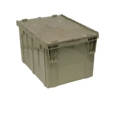 Recipiente con tapa adjunta, 18,25 gal, 23 7/8 pulgadas de largo, 19 3/8 pulgadas de ancho, 12 1/2 pulgadas de alto, gris, plástico