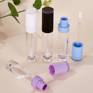 Tubo de brillo de labios colorido ABS con cepillo, contenedor de esmalte de labios recargable vacío, almacenamiento de muestras de 8 ML, contenedor de cosméticos, herramienta de maquillaje