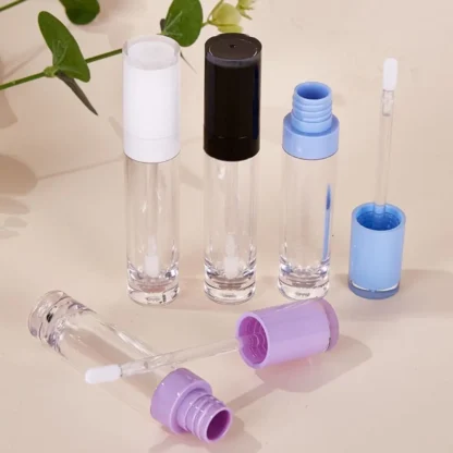Tubo de brillo de labios colorido ABS con cepillo, contenedor de esmalte de labios recargable vacío, almacenamiento de muestras de 8 ML, contenedor de cosméticos, herramienta de maquillaje
