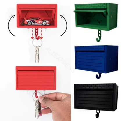 Portallaves de garaje para coche con puerta de apertura, soporte para colgar en la pared, organizador de llaves impreso en 3D, autoadhesivo (modelos de coche no incluidos)