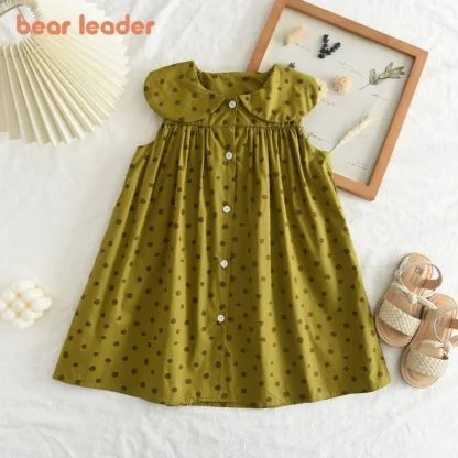 Bear Leader-vestidos de moda coreana para niñas, ropa de verano para bebés, flores frescas y lindas en el párrafo, vestido de princesa