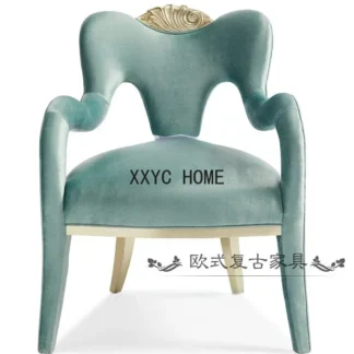 Sofá de tela, silla cosmética moderna, balcón, silla de hueso perezosa, silla de un solo asiento tallado en madera