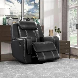 Silla reclinable giratoria moderna, planeador de guardería, silla reclinable de piel sintética con reposacabezas, sofá reclinable Manual para