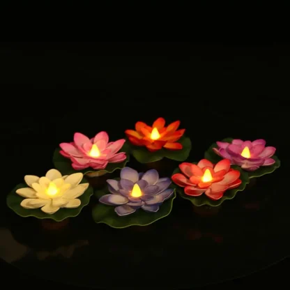 Luces solares flotantes para piscina, decoración de estanque de loto para exteriores, lámpara LED RGB de loto resistente al agua D3Z7