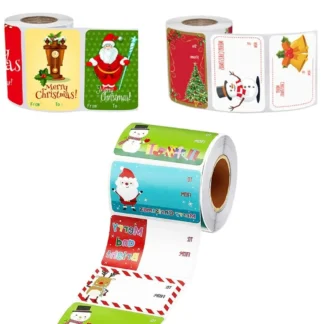 Nuevo Pegatinas navideñas de Color Kraft, rollo de pegatinas para regalos de Navidad, etiquetas de sellado autoadhesivas,