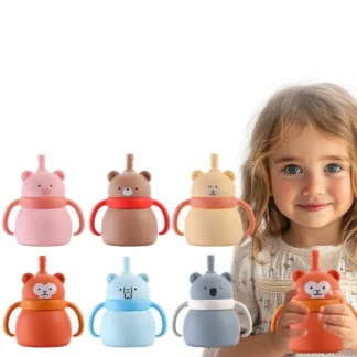 Taza para bebé Sippy de 100ML, animales de dibujos animados, asas dobles, taza de entrenamiento para bebé, agarre antideslizante, tazas para sorber a prueba de fugas para alimentación de bebé