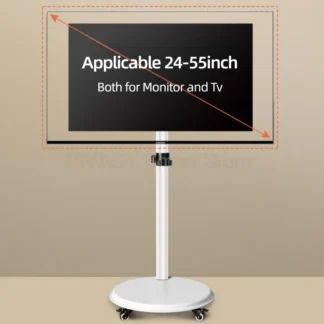 Soporte para TV móvil ajustable, carrito rodante con rotación de 360 para pantallas de 24, 27, 32 y 43 pulgadas, soporte para Monitor de suelo resistente para uso en oficina