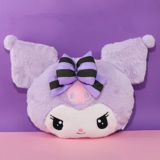 Sanrio Kuromi-almohada de felpa suave y esponjosa para niña, cojín de peluche de Anime, color púrpura, regalos de cumpleaños