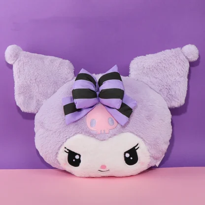 Sanrio Kuromi-almohada de felpa suave y esponjosa para niña, cojín de peluche de Anime, color púrpura, regalos de cumpleaños