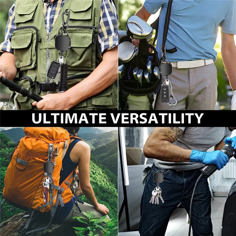 B92B-llavero de Metal resistente, soporte para tarjeta de identificación, carrete de llave, mosquetón, llavero con Clip para cinturón