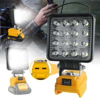 Luz de trabajo LED inalámbrica 27W 1400LM Linterna Luz de inundación LED con puerto de carga USB dual para batería Dewalt 20V (sin batería)