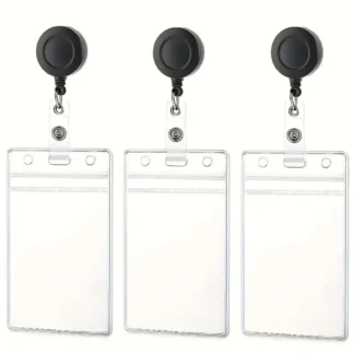 2 unidades de portatarjetas transparente para tarjetas de identificación, clip enrollable para insignias extensible, protector para tarjetas de crédito, adecuado para enfermeras, médicos y profesores