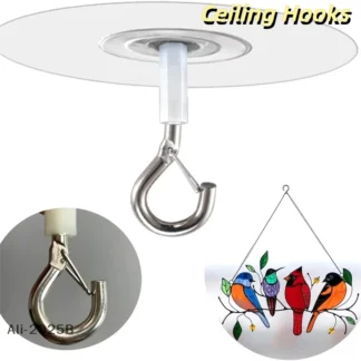 Ganchos de techo autoadhesivos, ganchos resistentes, colgadores de llaves de pared sin perforaciones para colgar plantas, campanas de viento, decoración del hogar, 2/5 Uds.