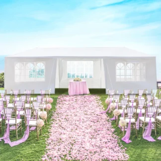 Pergola de tubo en espiral de tela PE de hierro de 7 caras de 3*9m