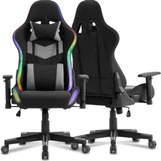 Silla para juegos de ordenador con luces LED, silla para videojuegos Rgb con cuero cómodo y respaldo alto, silla para juegos con